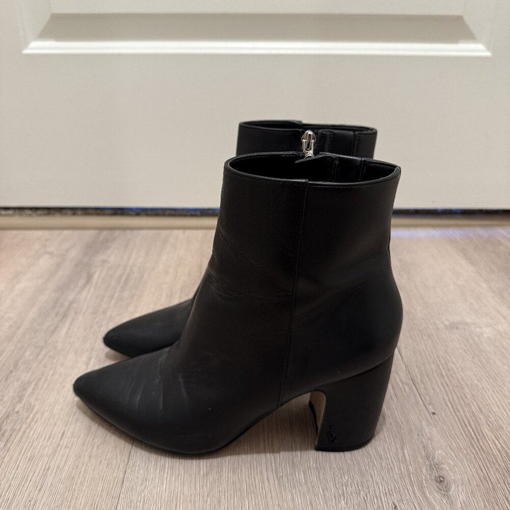 Sam Edelman Black Leather Pointed Toe Ankle Boots
